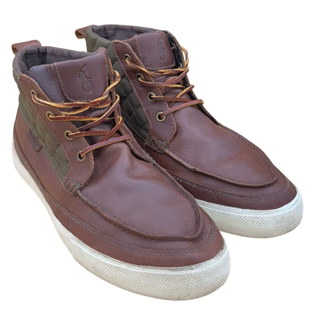 POLO Ralph Lauren Tomas Men's Brown Leather Chukka Deck Boots, Size 11D, GUC